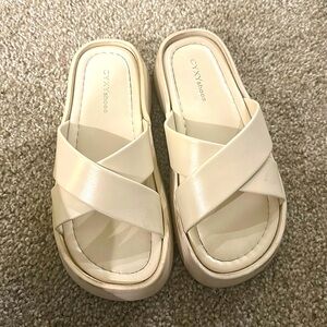 White platform sandals